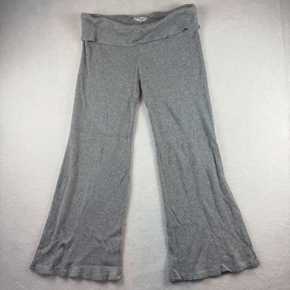 Good Days Project Gray Ribbed Wide Leg Lounge Pants XL Fold Over Waist JKP 2732